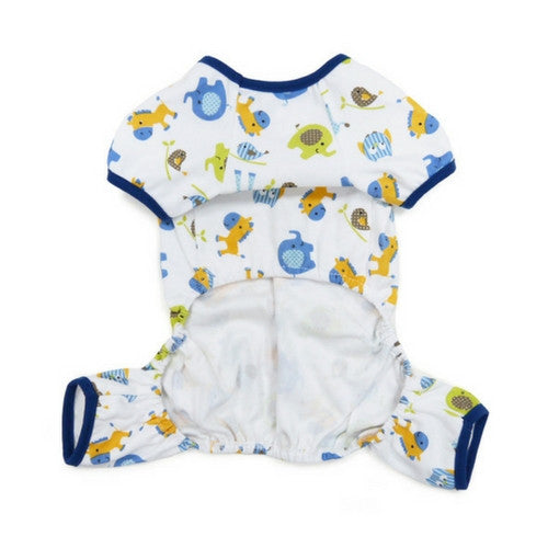 Dogo Pet Fashions Zoo Animal Dog Pajamas Blue Front View