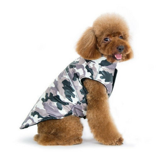 Dogo Pet Fashions Puppy PAWer Camo Sport Puffer Winter Dog Coat on Dog Side view