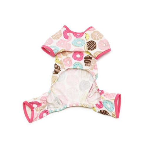 Dogo Pet Fashions Donuts PJ Four-Leg Dog Pajamas Front View