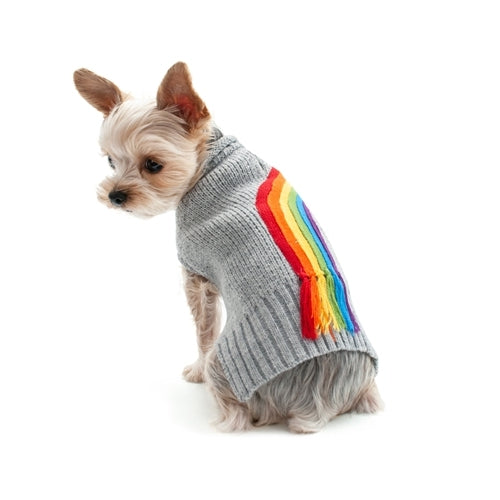 Dogo Pet Fashions Rainbow Turtleneck Dog Sweater on Dog