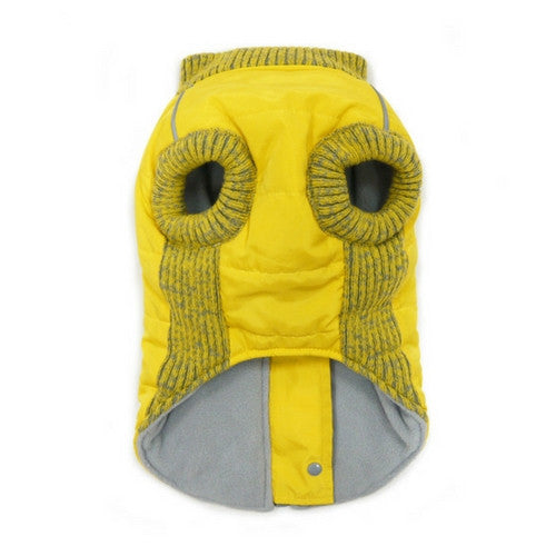 Dogo Pet Fashions Yellow Athletic Runner Winter Dog Coat  Front View