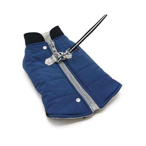 Dogo Pet Fashions Blue Insulated Urban Runner Winter Dog Coat with Leash