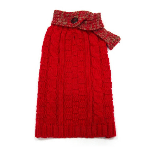 Dogo Pet Fashions Urban Cable Scarf Dog Sweater Red