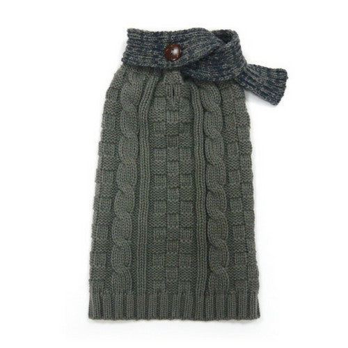 Dogo Pet Fashions Urban Cable Scarf Dog Sweater Gray