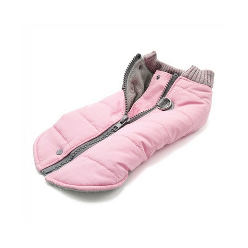 Dogo Pet Fashions Pink Athletic Runner Winter Dog Coat Closure View