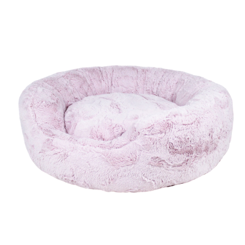 Hello Doggie Amour Plush Cuddler Round Nesting Dog Bed — Blush