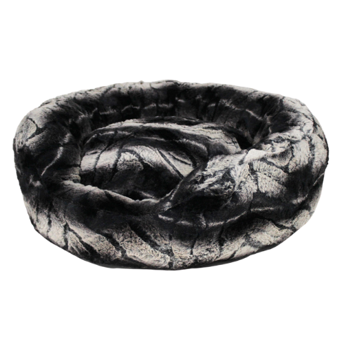 Hello Doggie Amour Plush Cuddler Round Nesting Dog Bed — Chinchilla