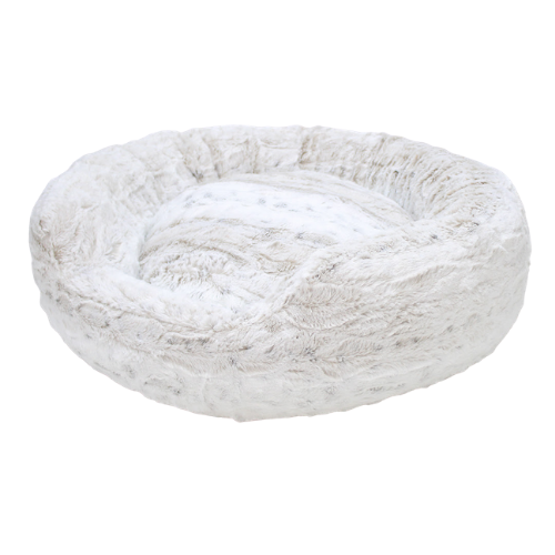 Hello Doggie Amour Plush Cuddler Round Nesting Dog Bed — Pearl Leopard