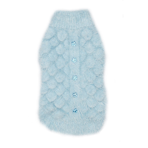 Hip Doggie Mohair Angora Pink Blossom Dog Sweater — Blue