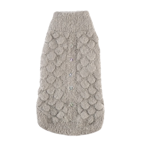 Hip Doggie Mohair Angora Pink Blossom Dog Sweater — Gray