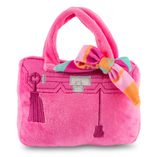Haute Diggity Dog Pink Barkin Bag Rich Bitch Purse Designer Dog Toy — Large Front View