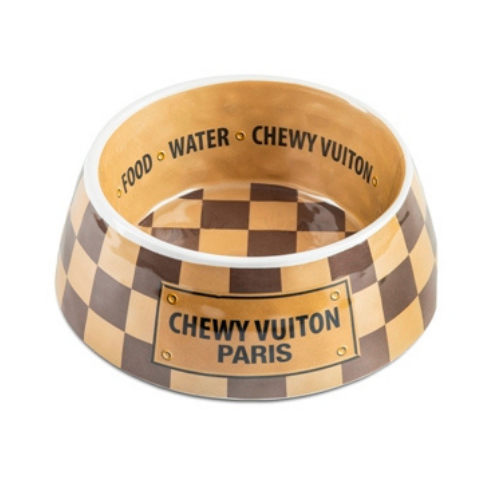 Haute Diggity Dog Checkered Chewy Vuiton Dog Bowl