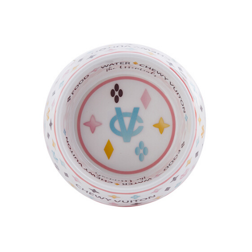 Haute Diggity Dog Chewy Vuiton Melamine Dog Bowl Top View