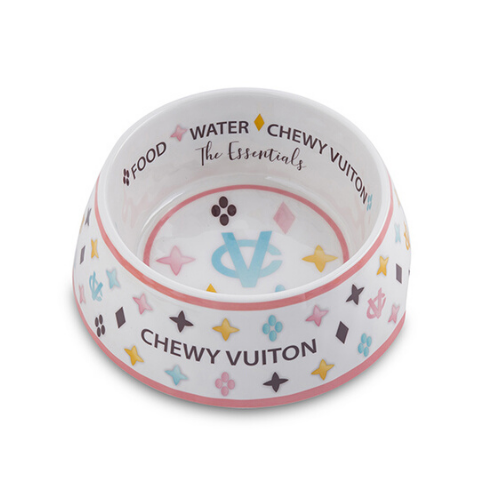 Haute Diggity Dog Chewy Vuiton Melamine Dog Bowl Side View