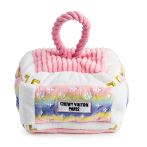 Haute Diggity Dog Pink Ombre' Chewy Vuiton Trunk Interactive Plush Toy — Trunk Front View