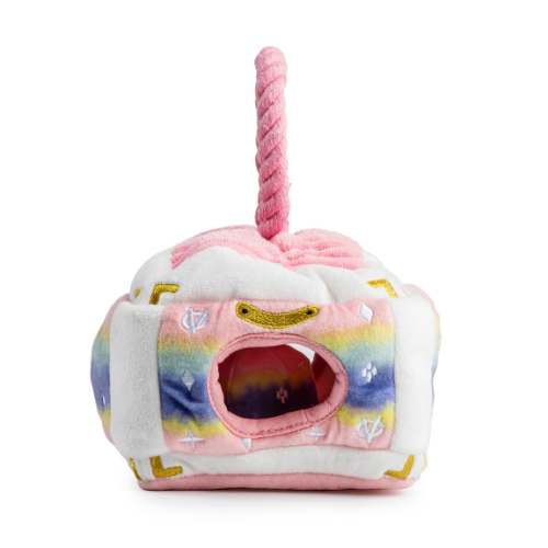 Haute Diggity Dog Pink Ombre' Chewy Vuiton Trunk Interactive Plush Toy — Trunk Side View