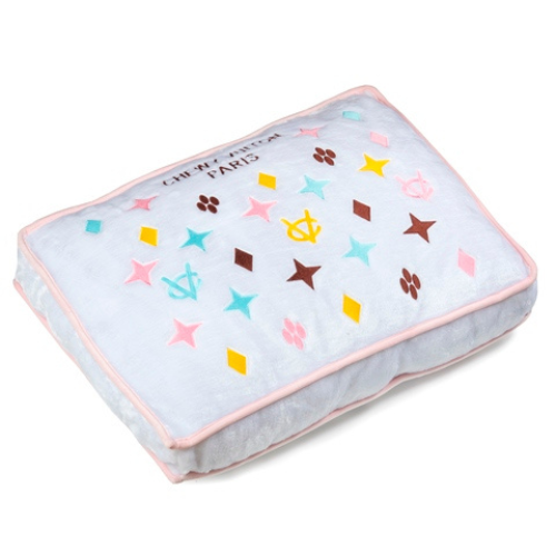 Haute Diggity Dog White Chewy Vuiton Plush Pillow Designer Dog Bed Side View