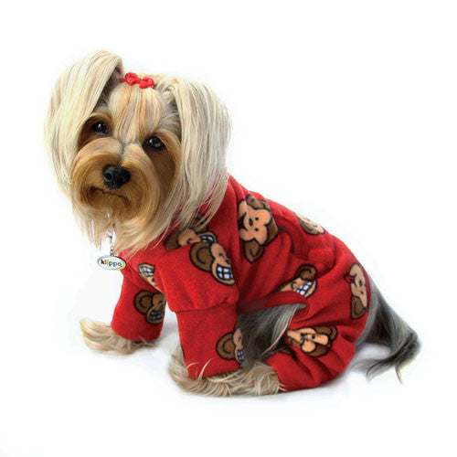 KLIPPO Silly Monkey Turtleneck Pajamas — Red on Dog