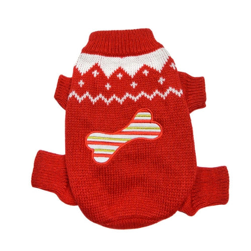 Klippo Pet Candy Cane Bone Four-legged Dog Holiday Sweater Back View