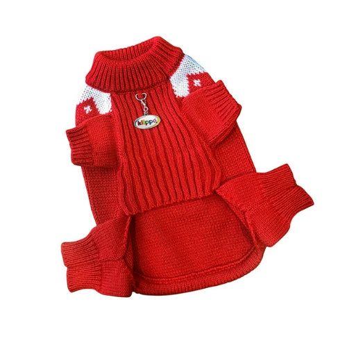Klippo Pet Candy Cane Bone Four-legged Dog Holiday Sweater Front View
