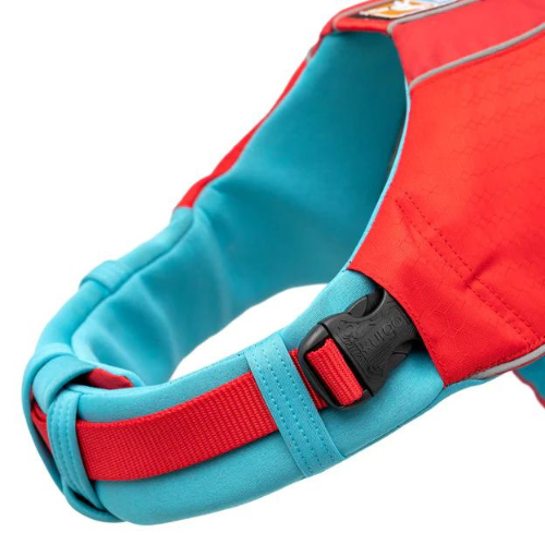 Kurgo Red Surf N Turf Dog Life Jacket Floatation Coat — Neck Detail