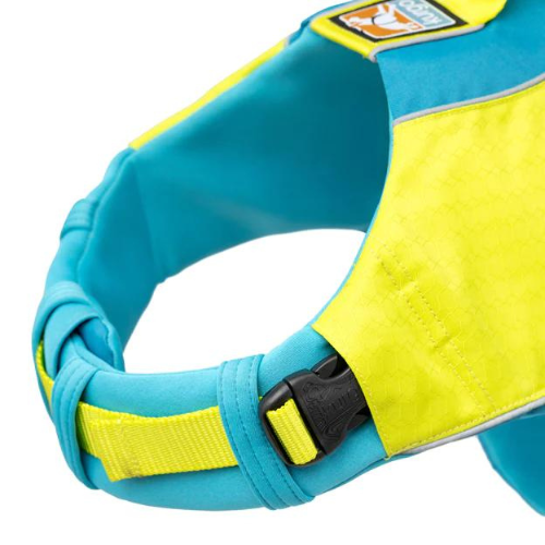 Kurgo Yellow Surf N Turf Dog Life Jacket Floatation Coat — Neck Detail