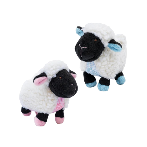 Oscar Newman Farm Friends Pipsqueak Small Breed Squeak Dog Toy — Sheep Both Colors