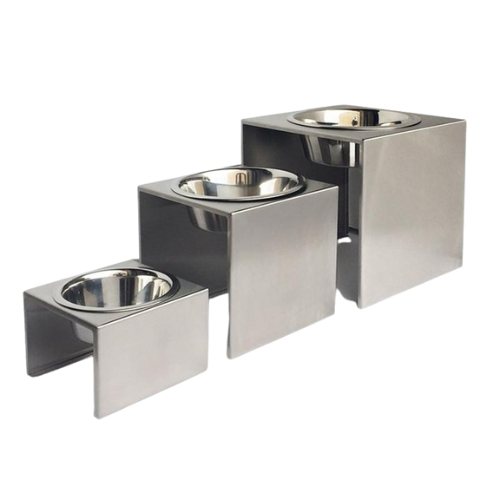 Pets Stop Stainless Steel Slate Single Diner Elevated Dog Feeder Bowl All Sizes