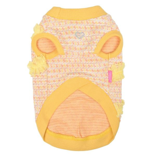 PUPPIA Scarlett Houndstooth Sleeveless Dog Shirt — Yellow Front View