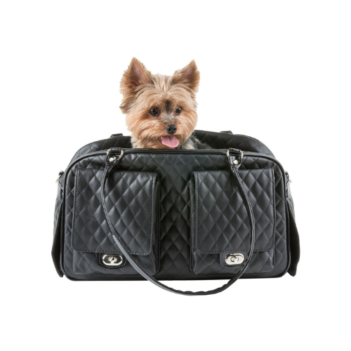 PETOTE Black Quilted Marlee Bag Airline Approved Travel Dog Carrier with Dog