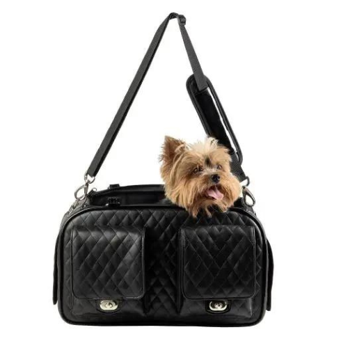 PETOTE Black Quilted Marlee 2 Bag Airline Approved Travel Dog Carrier with Dog
