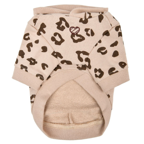 Pinkaholic New York Leopardess Cotton Hoodie Dog Shirt — Beige Front