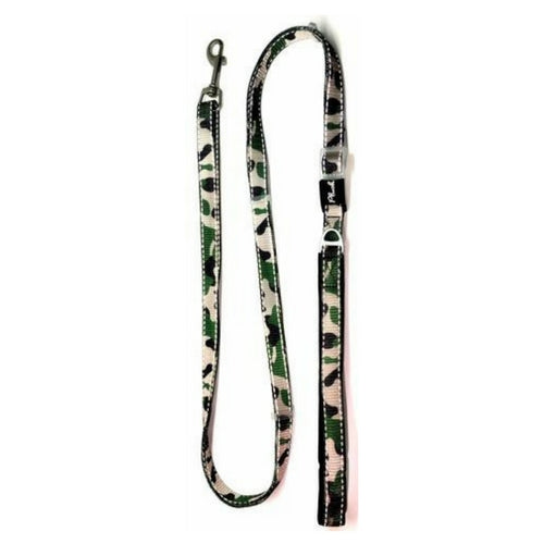 Plush USA Adjustable Reflective Nylon Neoprene Dog Lead — Camo