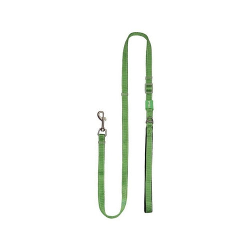 Plush USA Adjustable Reflective Nylon Neoprene Dog Lead — Grass Green
