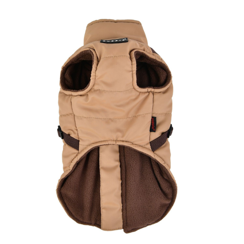 Puppia Mountaineer II Fleece Vest Waterproof Harness Dog Coat — Beige Front