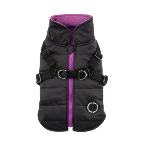 Puppia Mountaineer II Fleece Vest Waterproof Harness Dog Coat — Black Back