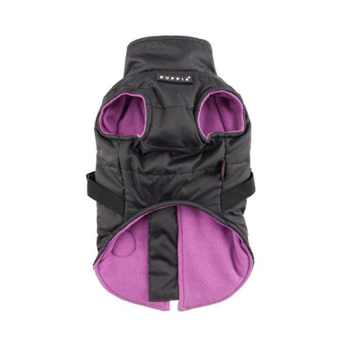 Puppia Mountaineer II Fleece Vest Waterproof Harness Dog Coat — Black Front