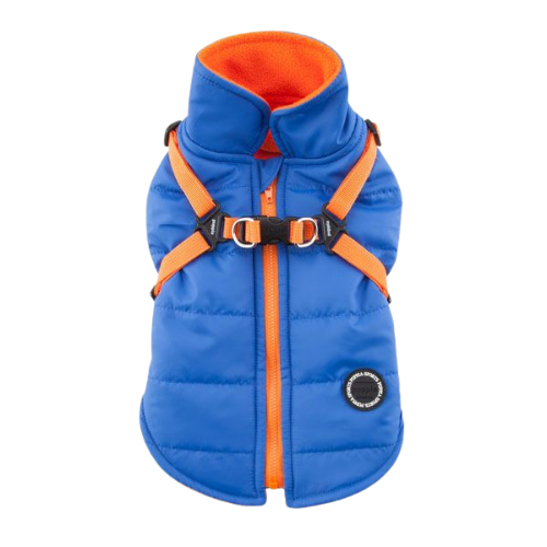 Puppia Mountaineer II Fleece Vest Waterproof Harness Dog Coat — Royal Blue Back