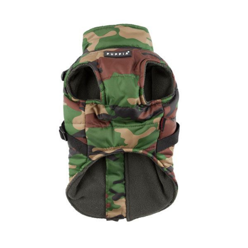 Puppia Mountaineer II Fleece Vest Waterproof Harness Dog Coat — Camo Front