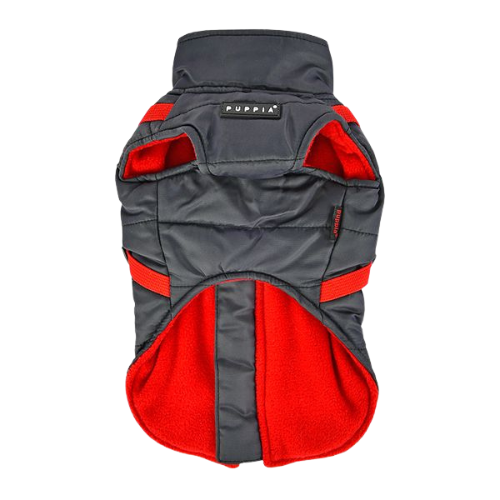 Puppia Mountaineer II Fleece Vest Waterproof Harness Dog Coat — Grey Front