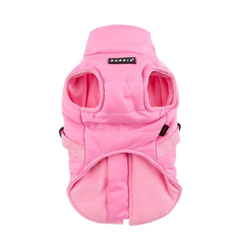 Puppia Mountaineer II Fleece Vest Waterproof Harness Dog Coat — Pink Front