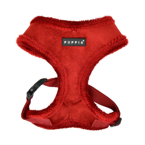 PUPPIA Terry Suede Dog Harness — Wine Front View
