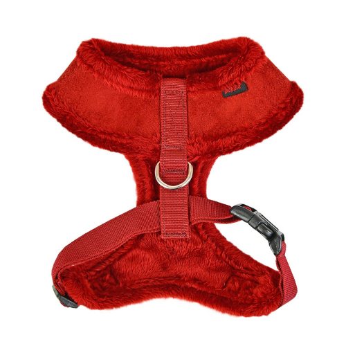 PUPPIA Terry Suede Dog Harness — Wine Back View