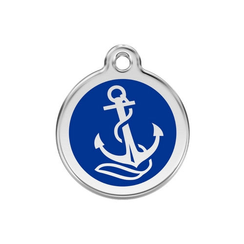 Red Dingo Anchor Enamel Stainless Steel Dog ID Tag Medium