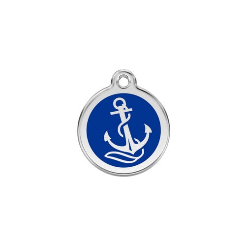 Red Dingo Anchor Enamel Stainless Steel Dog ID Tag Small