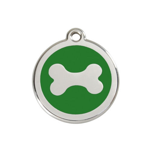 Red Dingo Bone Enamel Stainless Steel Dog ID Tag Medium Green