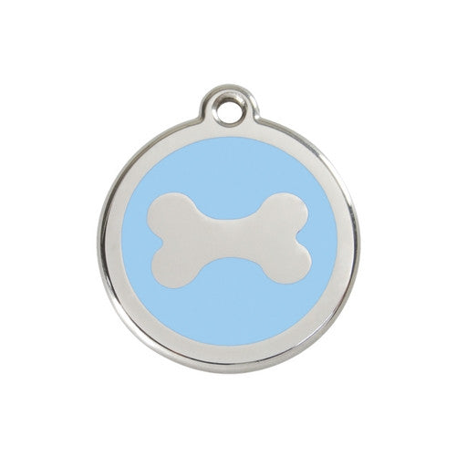 Red Dingo Bone Enamel Stainless Steel Dog ID Tag Medium Light Blue