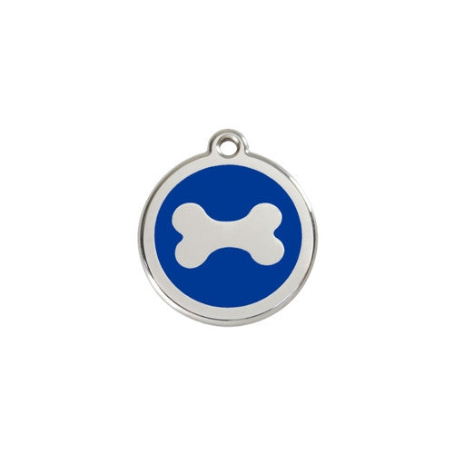 Red Dingo Bone Enamel Stainless Steel Dog ID Tag Small Dark Blue