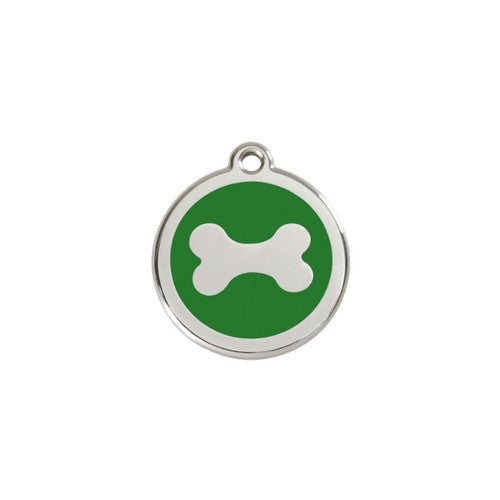Red Dingo Bone Enamel Stainless Steel Dog ID Tag Small Green