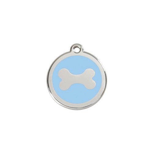 Red Dingo Bone Enamel Stainless Steel Dog ID Tag Small Light Blue